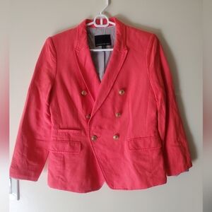 Banana Republic Captains Double-Breasted Coral Blazer with Gold Buttons Size 6P